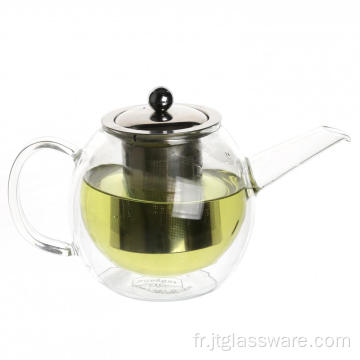 Théière en verre à double paroi Pichet à thé glacé